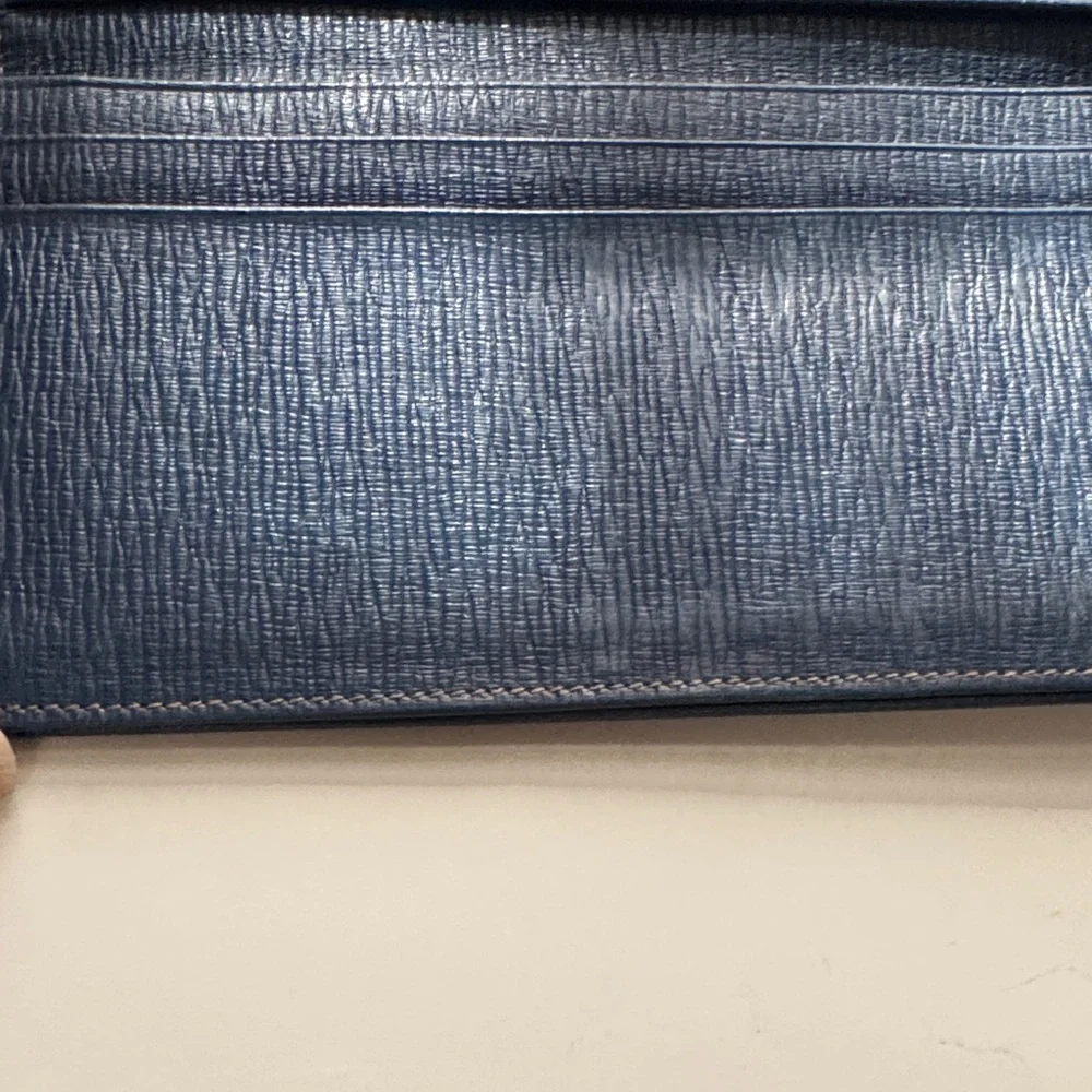 Salvatore Ferragamo Deep Navy Textured Leather Long Wallet